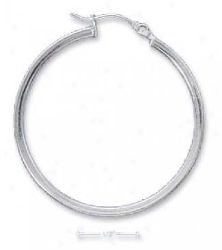 Sterling Silver 35mm Libhtweight Squared Hoop Earrinngs