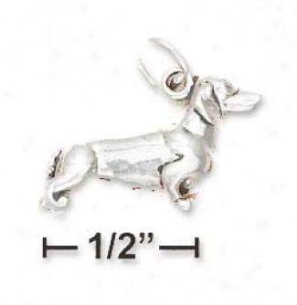 Sterling Silver 3d Antiqued Dachshund Charm