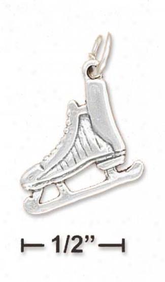 Sterling Silver 3d Antisued Hockey Ice Skate Charm