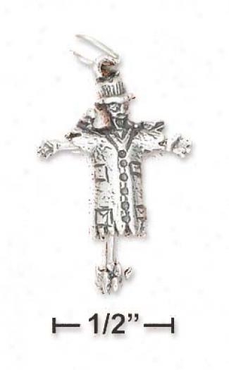 Sterling Silver 3d Antiqued Moveable Scarecrow Charm