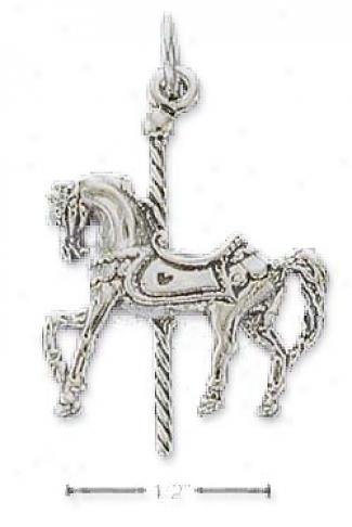 Sterling Silver 3d Carousel Horse Charm