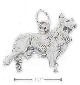 Sterling Silver 3d Collie Charm