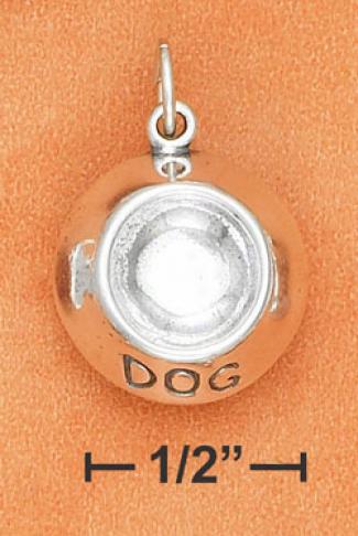 Sterling Silver 3d Dog Bowl Charm