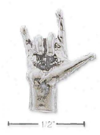 Sterling Silber 3d I Love You Sign Charm
