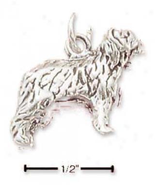 Sterling Silver 3d Old English Sheeodog Charm