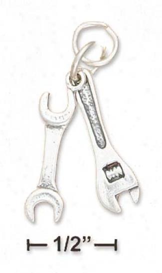 Sterling Siilver 3d Pair Of Wrenches Charm (approx. 1 Inch)
