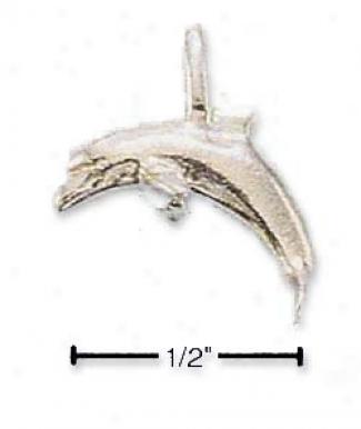Sterling Silver 3d Small High Polish Dolphin With Bail Charm