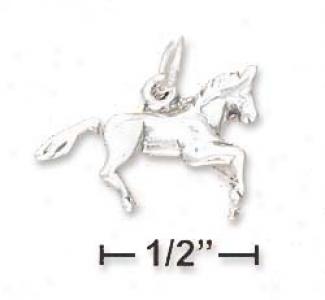 Sterling Silver 3d Small Running Horse Attraction