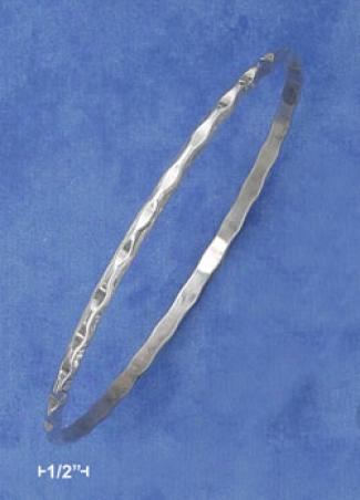 Sterling Silver 3mm Wavy Bangle Bracelet