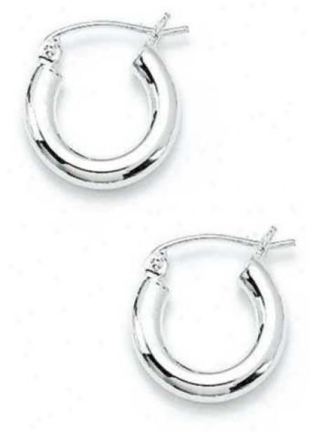 Sterling Silver 3x14mm Polished Hoop Earrinvs
