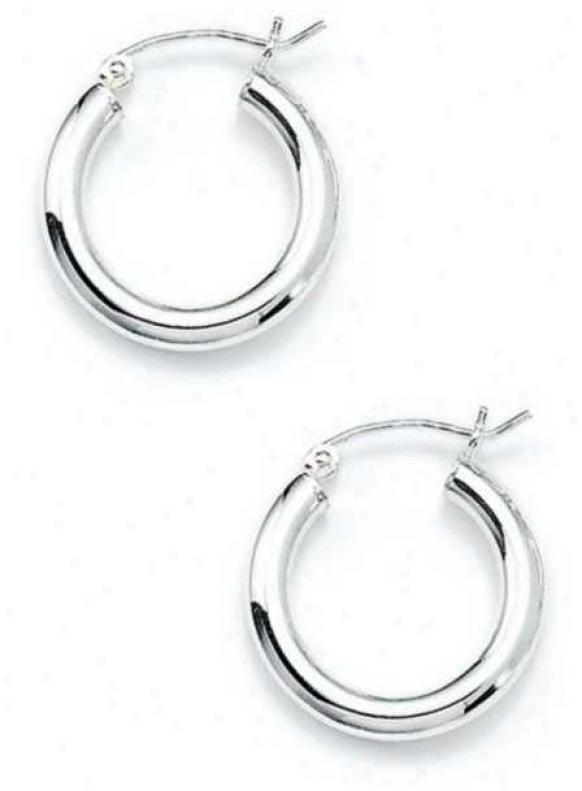 Sterling Silver 3x20mm Polished Hoop Earrings
