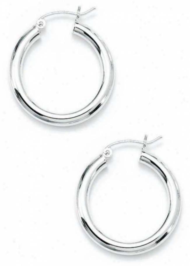 Sterling Silver 3x25mm Polished Hoop Earrings