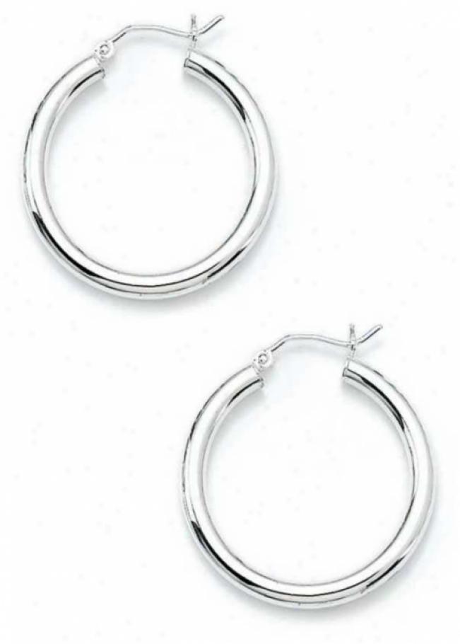 Sterlinv Silver 3x30mm Polished Hoop Earrings