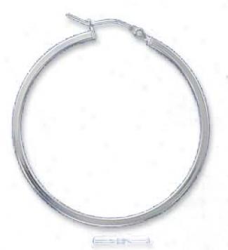 Sterling Silver 40mm Lightweight Squared Hoop Earrings