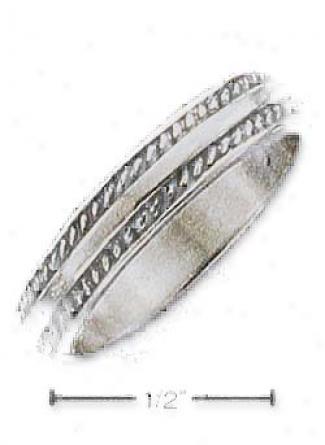 Sterling Silver 4mm Coin Edge High Polish Center Band Ring