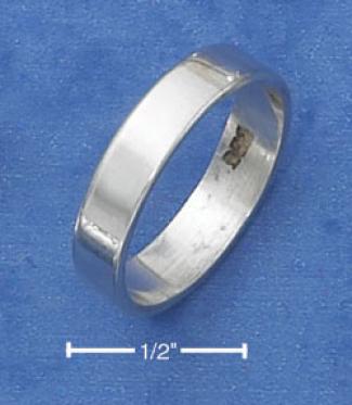 Sterling Silver 4mm Fla5 Plain High Polish Marriage Band Ring