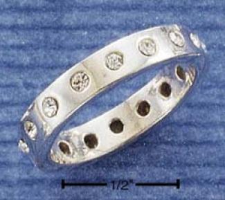 Genuine Silver 4mm Multiple Cz Dotted Band Ring