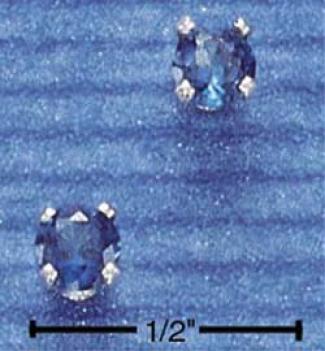 Sterling Silver 4mm September Cz Post Earrings (dark Blue)