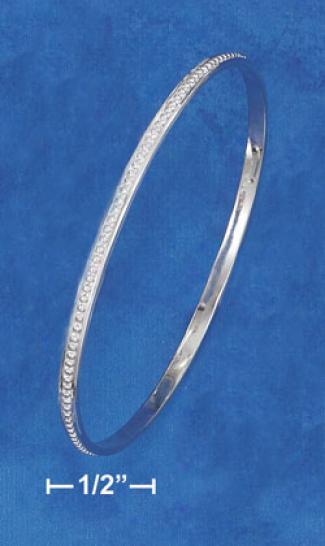 Sterling Silver 4mm Wide Continuous Beaded Bangle Bracelet