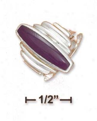 Sterling Silver 4x19mm Sugilite Body of lawyers Ring With Step Sides