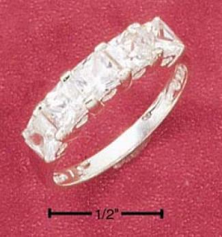 Sterling Silver 5 Princess Cut Cubic Zirconias Ring