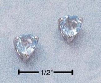 Sterling Silver 5mm Blue Topaz Heart Post Earrings