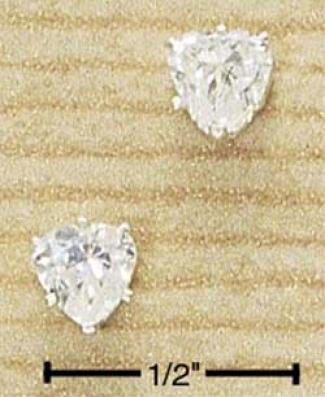 Sterling Silver 5mm Heart Earrings Cz Posts