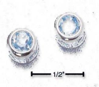 Sterling Silver 5mm Round Blue Topaz Post Earrings