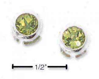 Sterling Silver 5mm Round Peridot Post Earrings