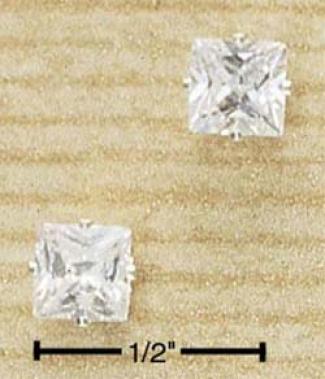 Sterling Silver 5mm Square Earrings Cz Posts