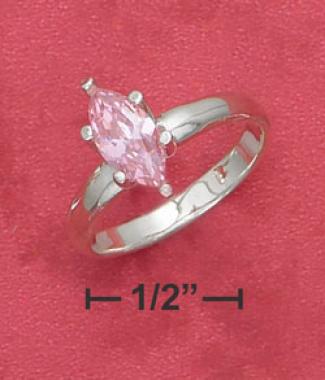 Sterling Silver 5x12 Marquise Pink C Ring