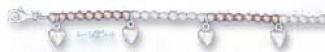Sterling Silver 6-7 In Adj. Childs Pink White Pearl Bracelet