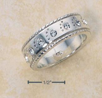 Sterling Silver 6.5mm Dainty Paw-prints White Czs Edged Ring