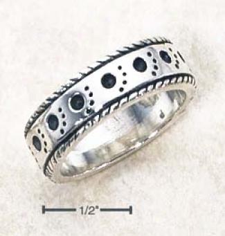 Sterling Silver 6.5mm Paw-prihts With Hatched Edges Ring