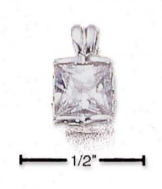 Stefling Silver 6mm Cz On Cutout Heart Setting Pendant