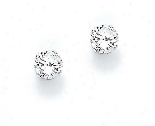 Sterling Silver 6mm Cz Stud Earrings