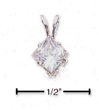 Sterling Silver 6mm Diamond Shaped Cubic Zirconia Hanging appendage