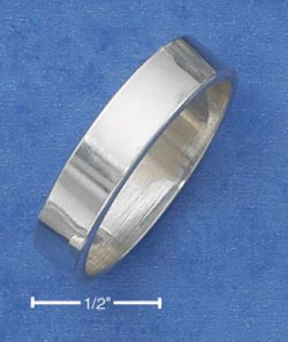 Sterling Silver 6mm Flat Plain High Polish Wedding Band Ring