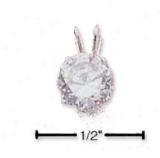 Sterling Silver 6mm Round Cubic Zirconia Pendant