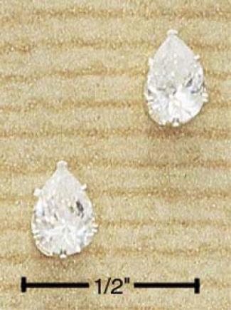 Steroing Silver 6mm Sever Cz Post Earrings
