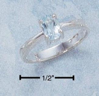 Sterling Silver 6x4 Oval Aquamarine Ring