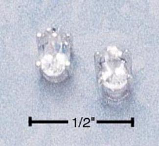 Sterling Silver 6x4 Oval Clear Cz Messenger Earrings
