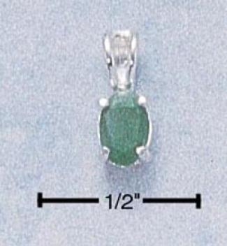 Sterling Silvr 6x4 Oval Emerald Pendant