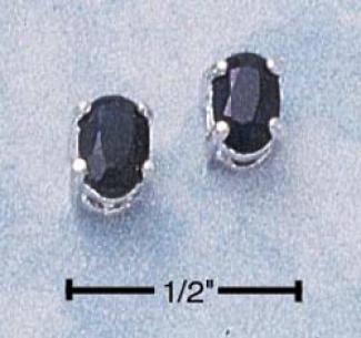 Sterling Silver 6x4 Oval Sapphire Post Earrings