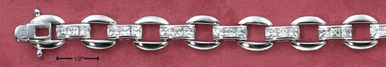 Sterling Silver 7 In Princess Cut Cz Bar Make liberal Chain Bracelet