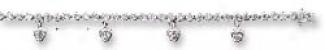 Sterling Silver 7 In Round Cz Bracelet With Ca Heart Dangles