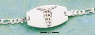 Sterling Silver 7 Inch Figaro Link Medical Id Bracelet