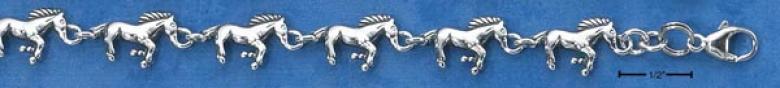 Genuine Silver 7 Inch Running Steed Connective Bracelet