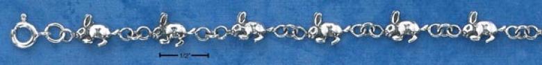 Sterling Silver 7 Inch Tiny Bunny Bracelet