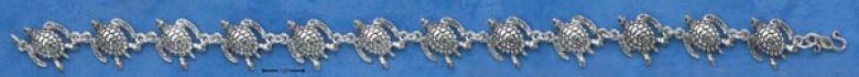 Sterling Silver 7.5 Inch Antiqued Turtle Link Bracelet